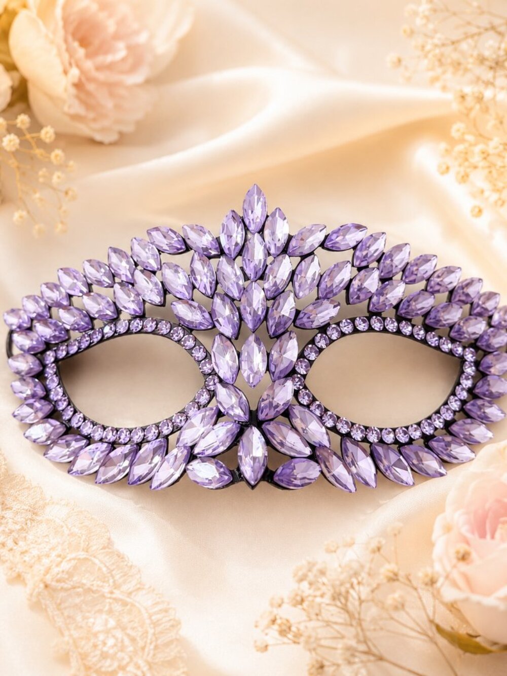 Lavender Rhinestone Eye Mask, Masquerade Ball Accessory, Theater and cosplay